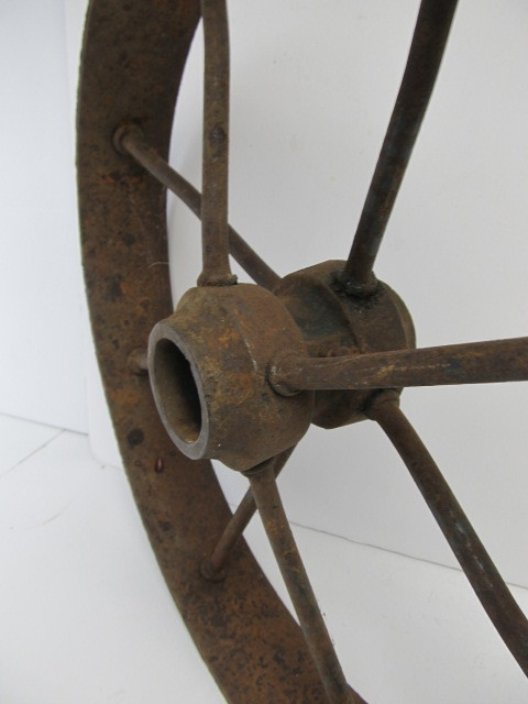 lot 253 image: Antique Cast Iron WagonTractor Wheel