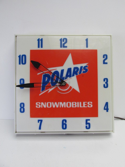 lot 5 image: Original Vintage POLARIS Snowmobiles Advertising Clock