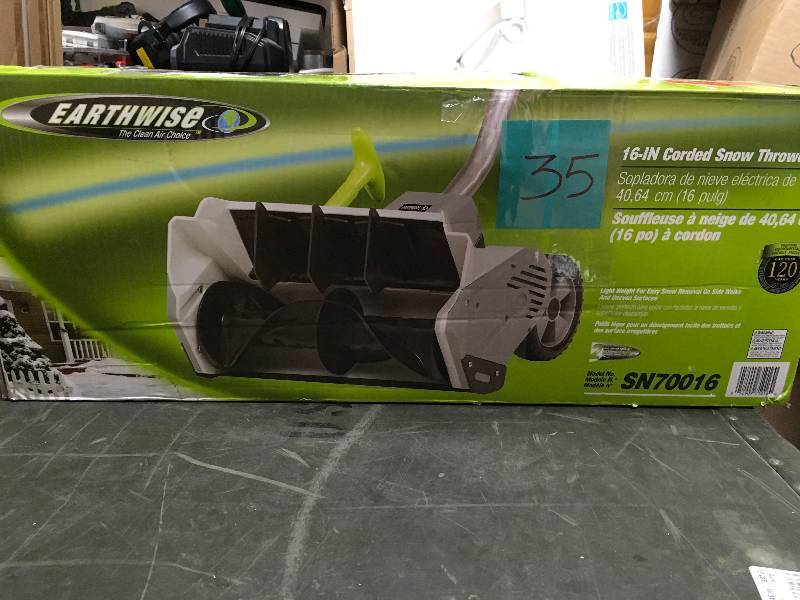 lot 35 image: Earthwise 16 in Corded Snow Thrower not used