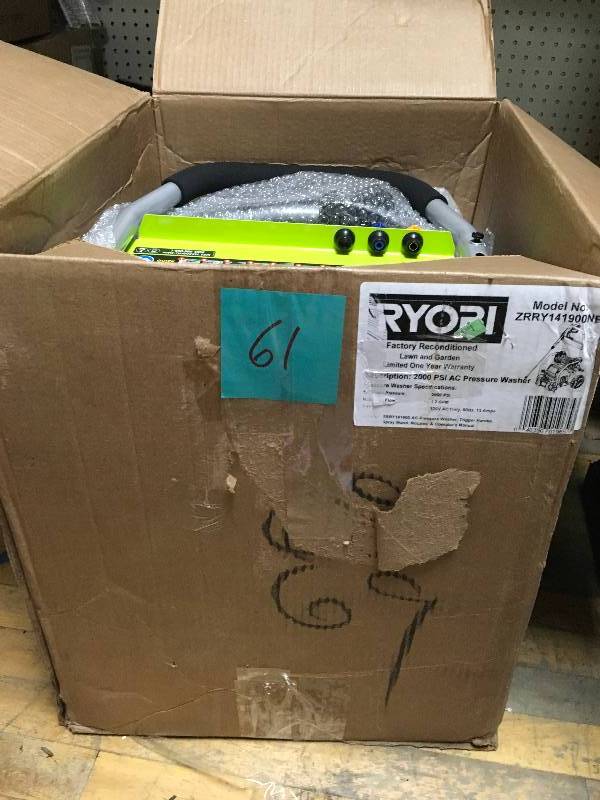 lot 61 image: Ryobi Reconditioned 2,000 PSI 1.2 GPM Electric Pressure Washer