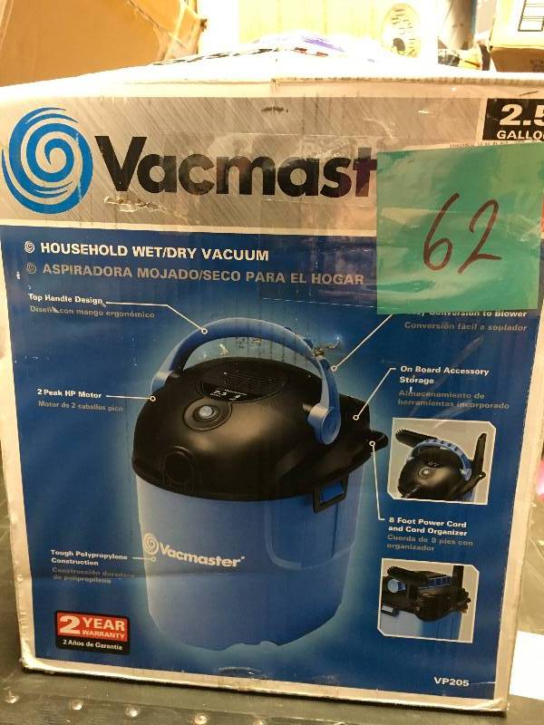 lot 62 image: Vacmaster 2.5 Gal. Portable WetDry Vac not used