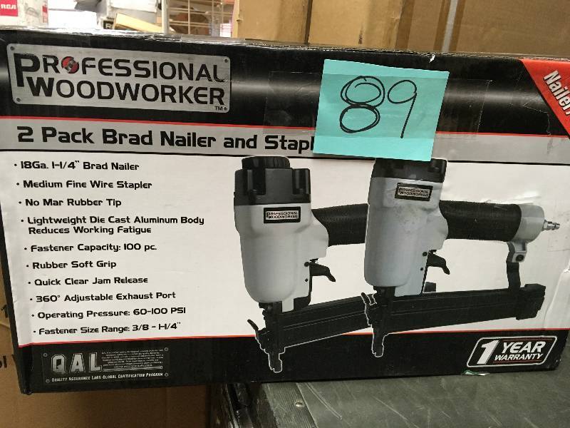 lot 89 image: 1-14 in. x 18-Gauge Brad Nailer and Narrow Crown Stapler Combo Kit not used