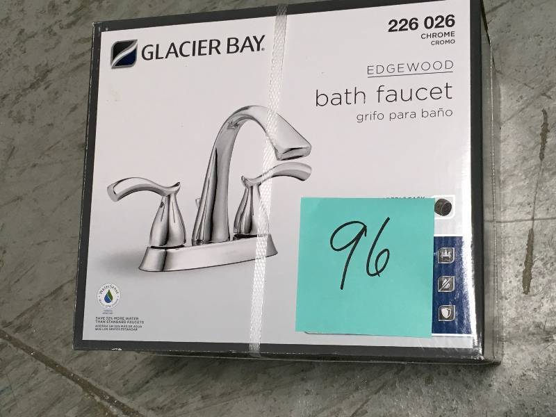 lot 96 image: Glacier Bay Edgewood 4 in Centerset Bathroom Faucet 2 Handle Chrome not used