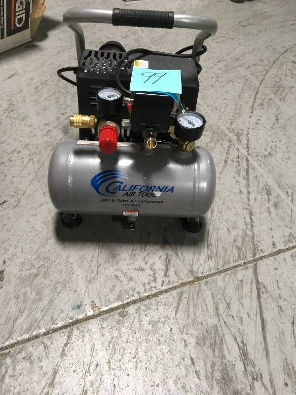 lot 99 image: California Air Tools 1.0 Gal. Light and Quiet Steel Tank Electric Portable Air Compressor in good condition