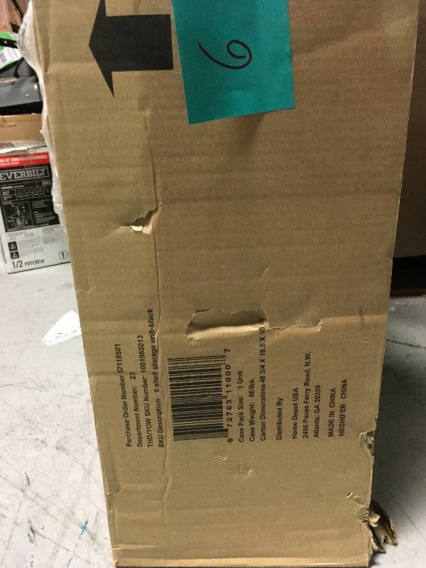 lot 6 image: 6 Shelf Storage unit black not used
