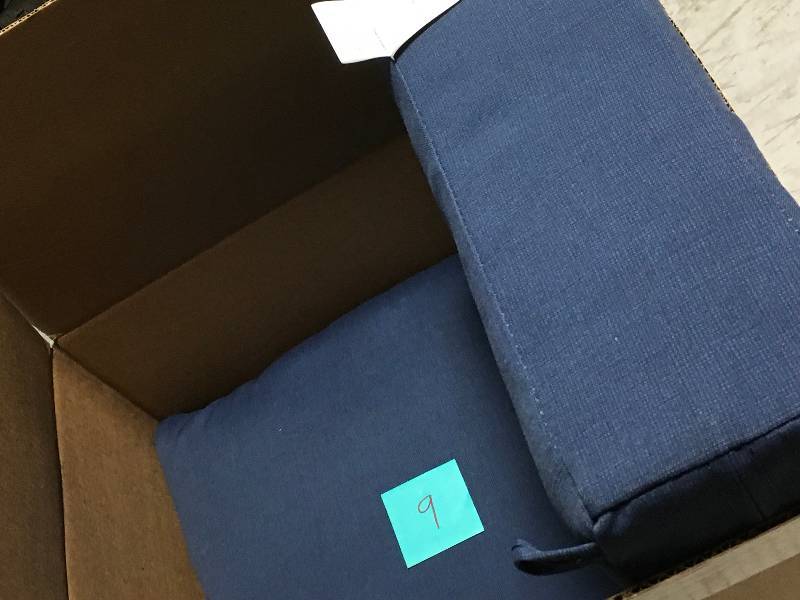 lot 9 image: Arden Selections 24 x 24 Sapphire Leala Texture 2-Piece Deep Seating Outdoor Lounge Chair Cushion not used
