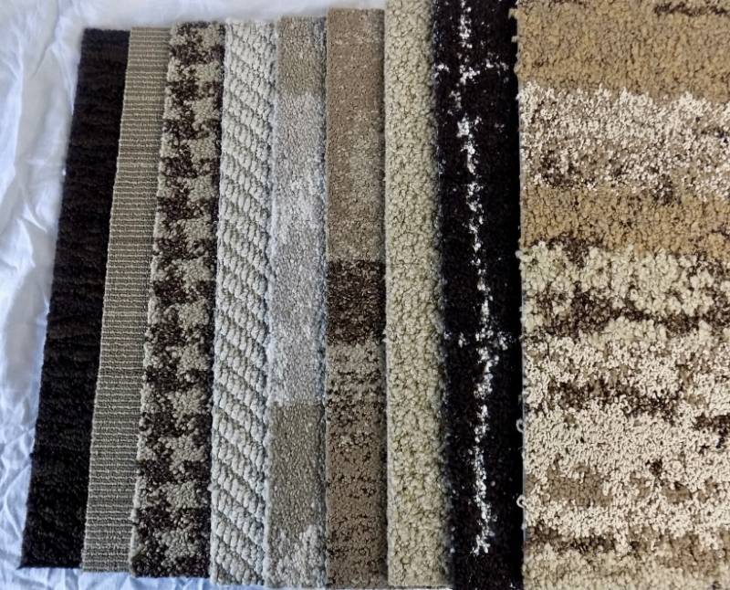 (45 carpet squares or 122 square feet) Colors All In Same Family - Arranges From Light Cream Too Brown.