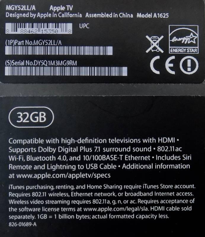Apple TV (4th Generation) Digital Media Player and Microconsole  - 32 GB - Model A1625