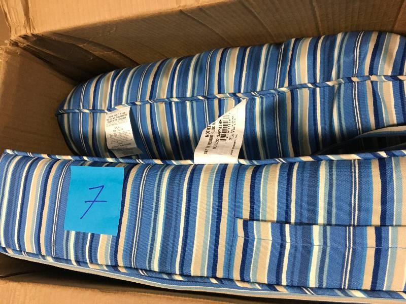 Greendale Coastal Sapphire Stripe 2-Piece Deep Seating Outdoor Lounge Chair Cushion Set not used