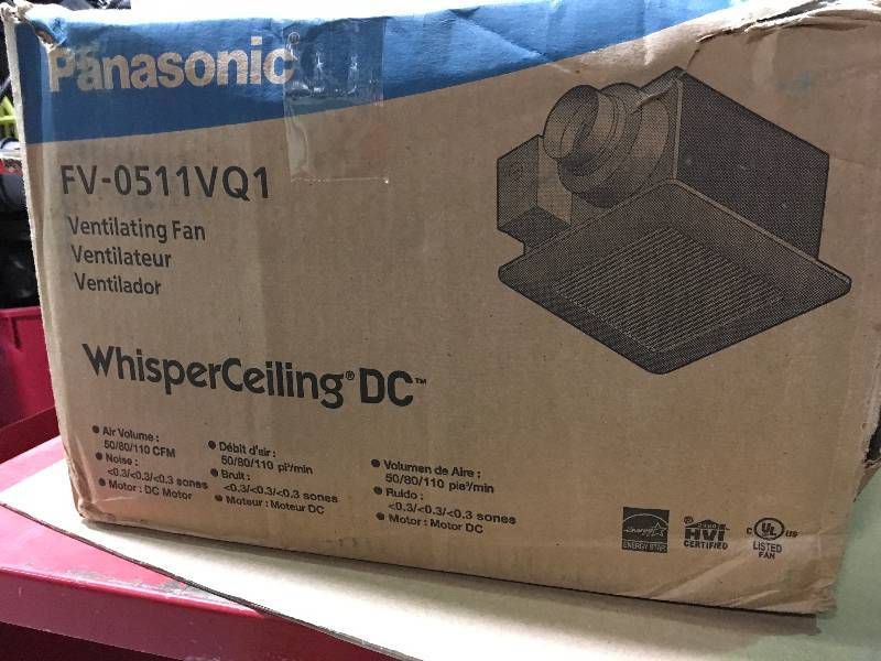 Panasonic WhisperCeiling DC Fan, with Pick-A-Flow Speed Selector 50, 80 or 110 CFM and Flex-Z Fast Installation Bracket not used