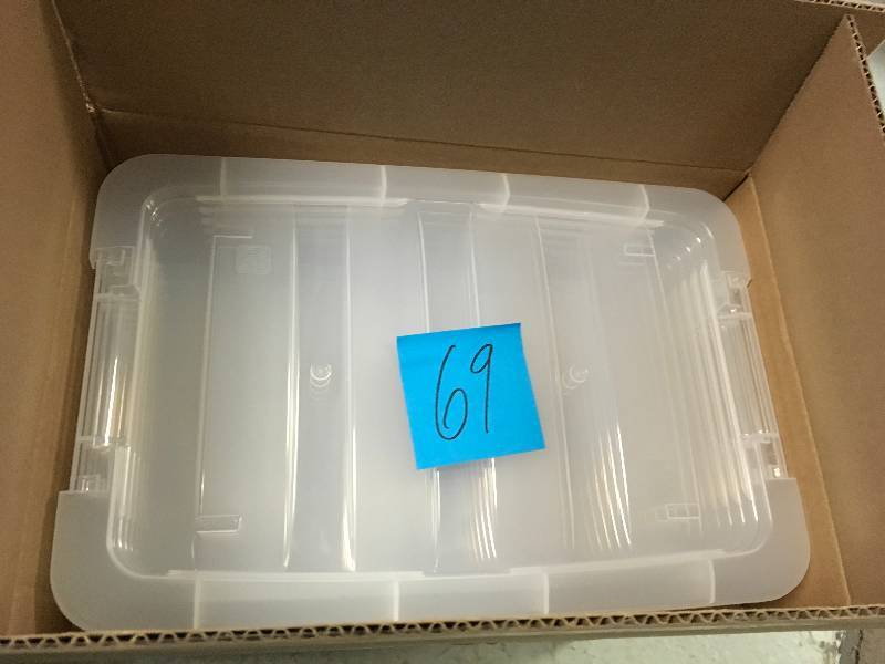 Iris 54-Qt. Stack and Pull Storage Box in Clear (6-Pack) not used