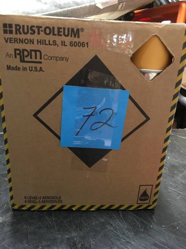Lot of 6 Cans Rust Oleum 18 oz. Flat Yellow Inverted Striping Spray Paint