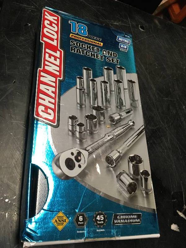 Channelock 38 in. Drive Metric Socket Set (18-Piece) not used
