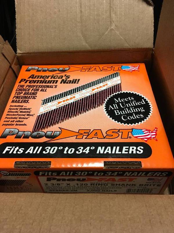 Pneu Fast 2-38 in. x 0.120 in.Ring Hot Galvanized 30-34 Degree Paper Tape Clipped Head Framing Nails not used