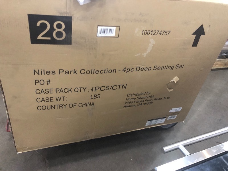 Hampton Bay Niles Park 4-Piece Patio Deep Seating Set with Cashew Cushions in good conditions