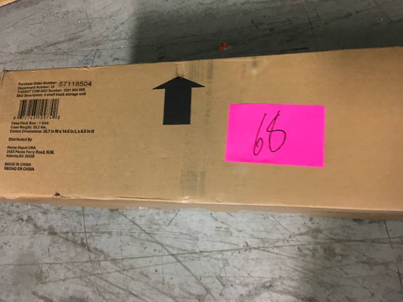 HDX 54 in. H x 36 in. W x 14 in. D 4-Shelf Wire Unit in Black not used