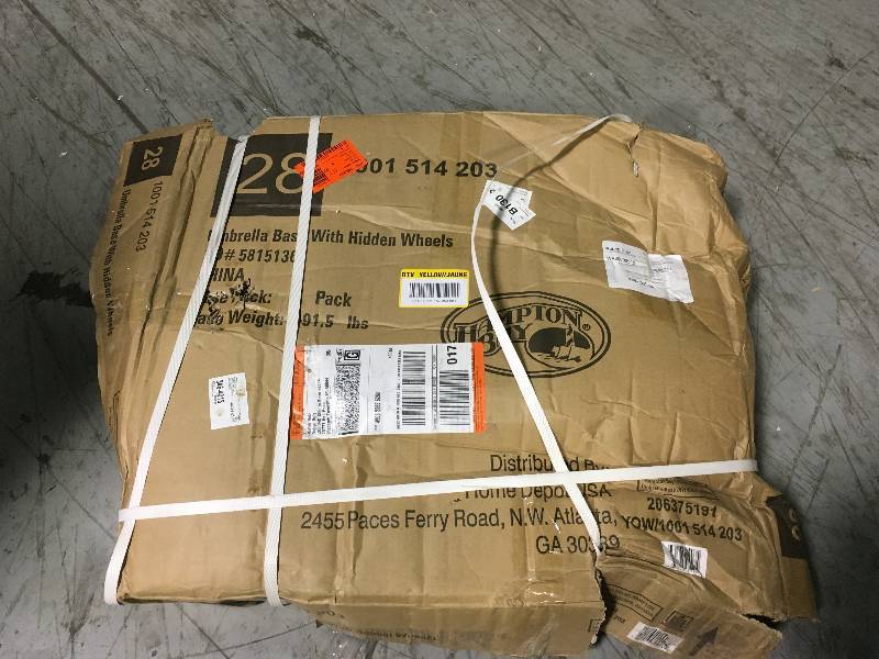 Hampton Bay 86 lbs. Brown Patio Umbrella Base with Hidden Wheels not used