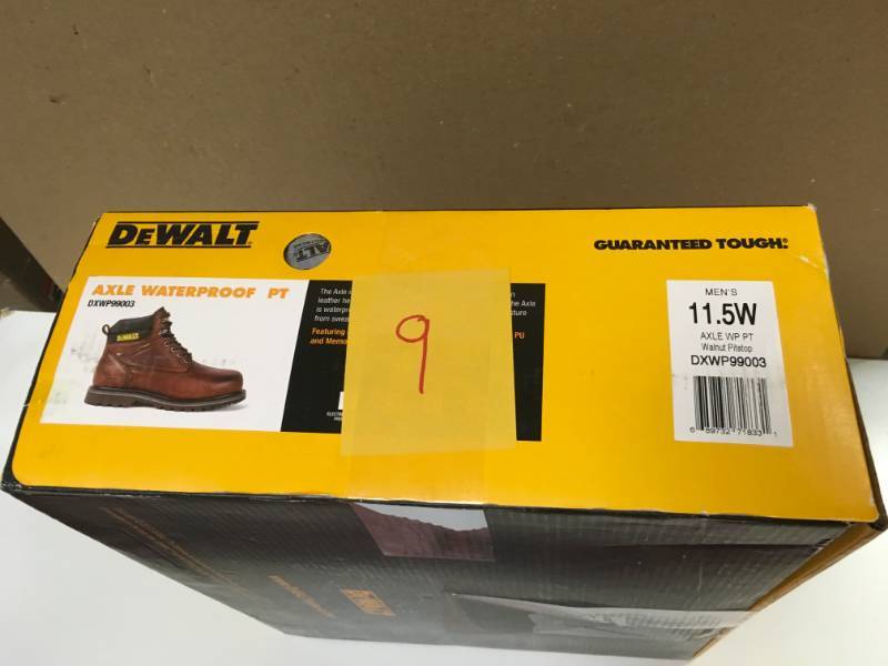 lot 9 image: Dewalt Mens Sz 11.5 Walnut Axle Waterproof PT Soft Toe Work Boots