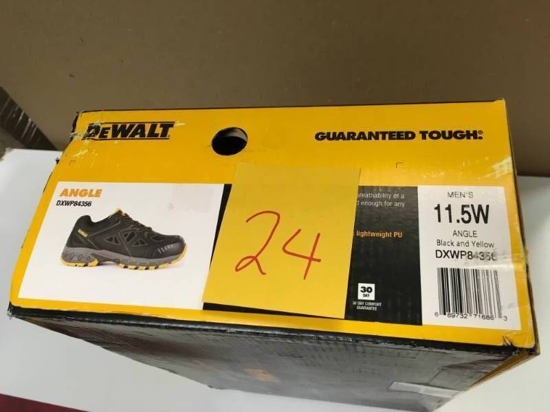 lot 24 image: DeWalt Mens Light weight Waterproof Athletic Steel Toe Work Boot not used Size 11.5W