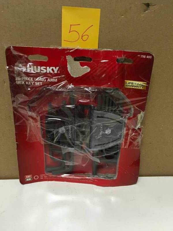 lot 56 image: Husky 26 Piece Long Arm Hex Key Set in good consition