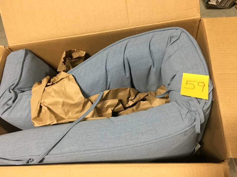 lot 59 image: Hampton Bay CushionGuard Denim Deep Seating Outdoor Chaise Cushion