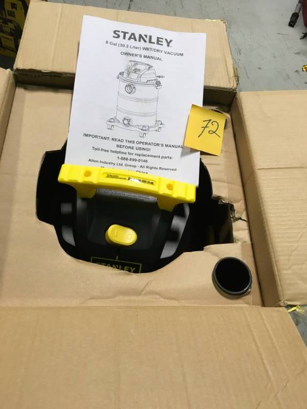 lot 72 image: Stanley Stainless Steel WetDry Vac in like new condition