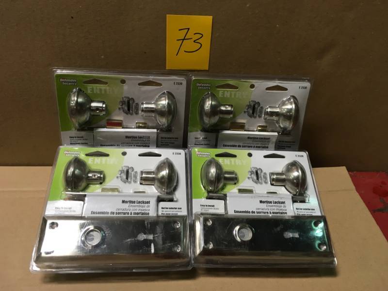 lot 73 image: Lot of 4 Mortise Lock Sets not used