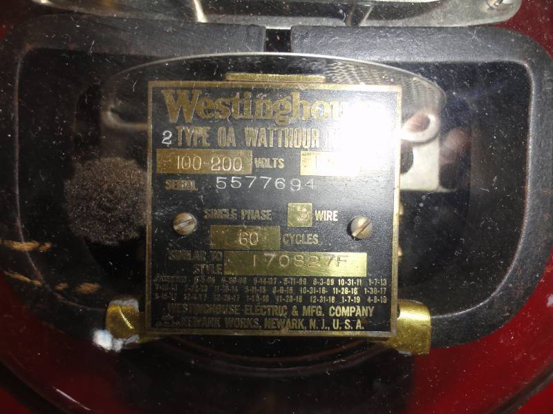 lot 10 image: Westinghouse Type OA Watt Hour Meter
