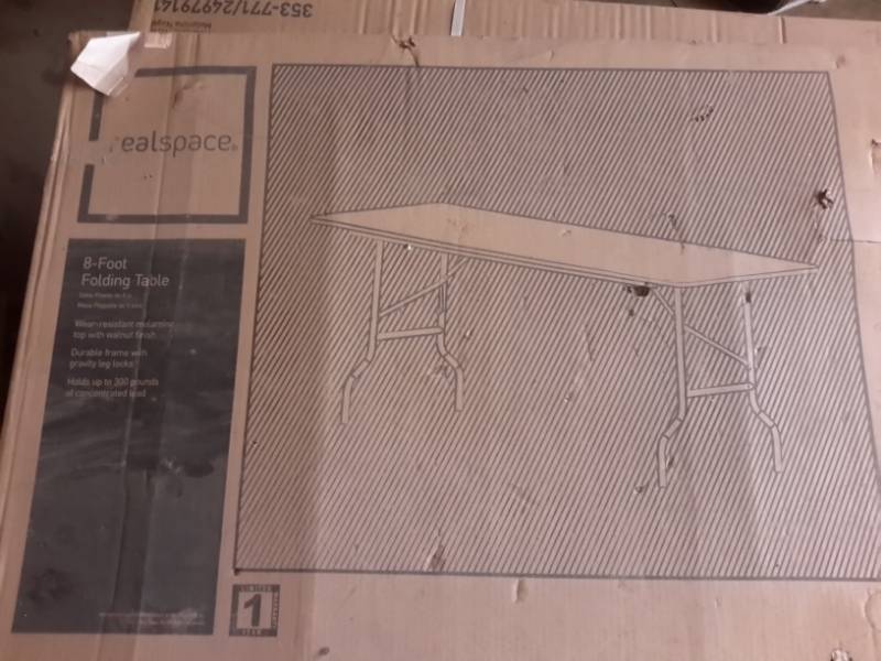 lot 92 image: 2, 8 ft folding tables.. New in box