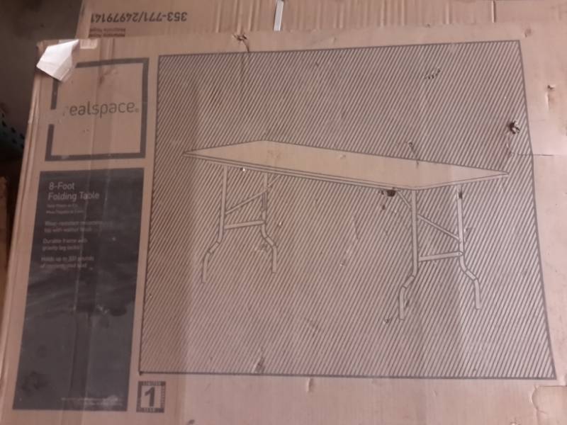 lot 93 image: 2, 8 ft folding tables.. New in box
