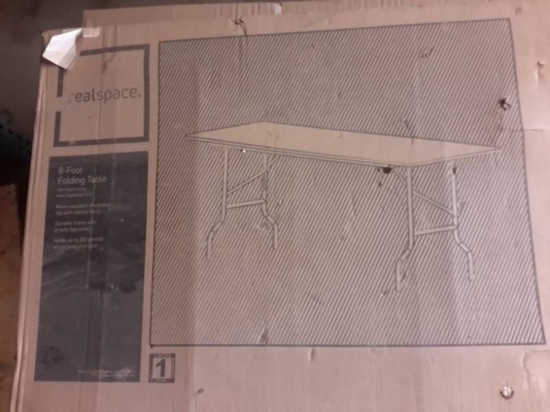 lot 94 image: 2, 8 ft folding tables.. New in box