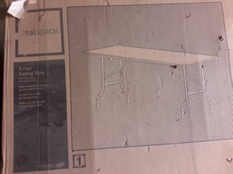 lot 95 image: 2, 8 ft folding tables.. New in box
