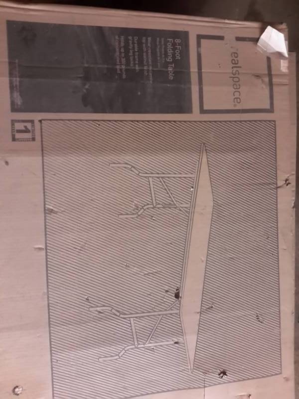 lot 96 image: 2, 8 ft folding tables.. New in box
