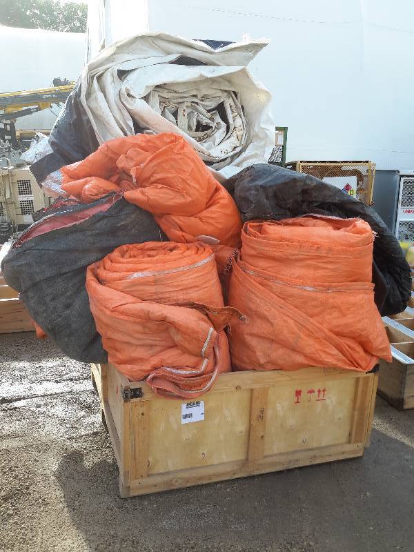 lot 89 image: Wood box full of concrete blankets.. We can load these  with forklift