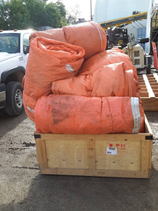 lot 88 image: Wood box full of concrete blankets.. We can load these  with forklift