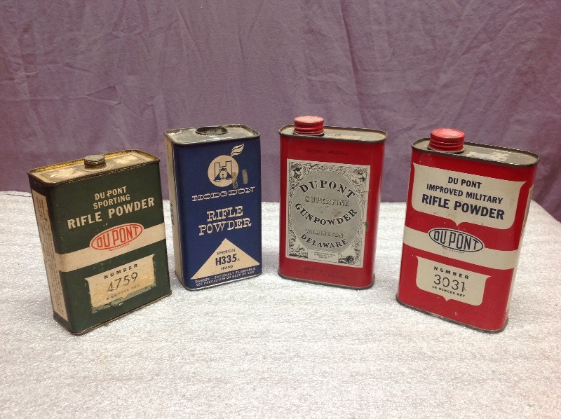lot 47 image: Vintage Rifle Powder & Gunpowder Cans