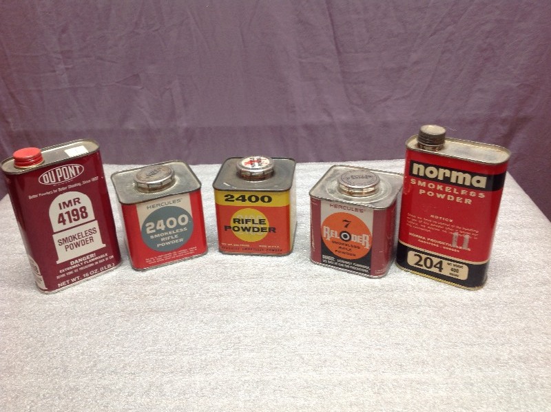lot 56 image: Vintage Rifle & Smokeless Powder Cans