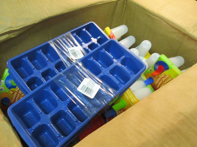 lot 41 image: Box Full of Misc Ice Trays, Frozen ...