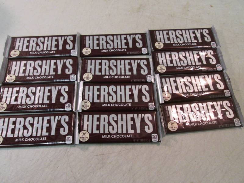 lot 116 image: 12 Hersheys Milk Chocolate Candy Ba...