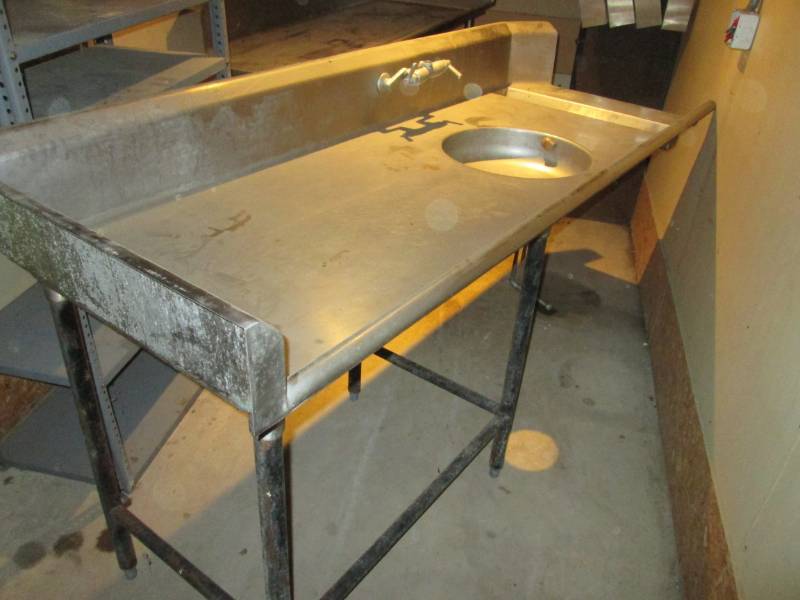 lot 203 image: Stainless Sleel Counter with Sink 8...