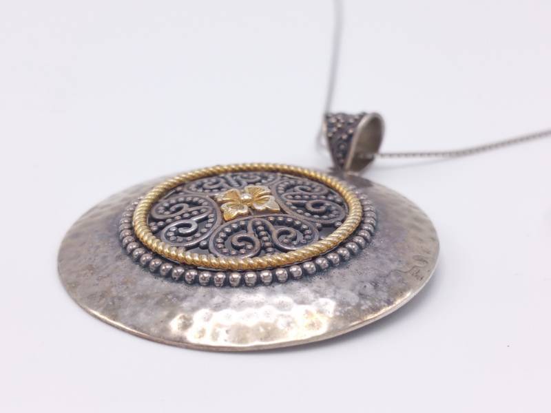 lot 48 image: MILO Signed Designer Hammered Sterling Silver Estate Necklace