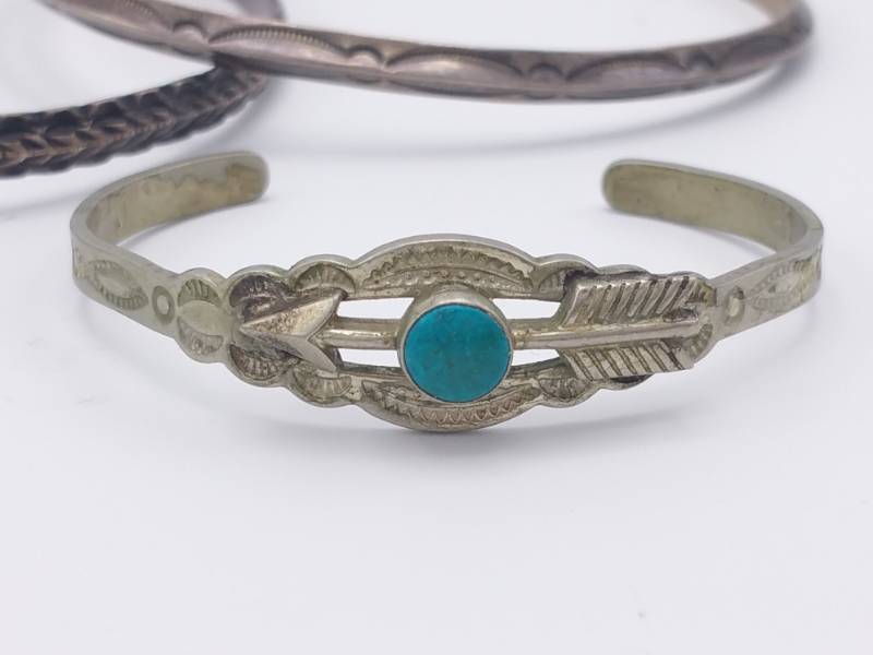 lot 58 image: Southwest and Mexican Sterling Silver, etc. Estate Bangle Bracelets