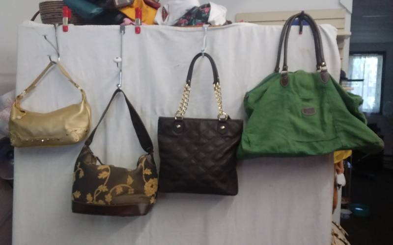 lot 30 image: 3-BrownGold Hand Bags, 1-Large Tote With Brown Handles