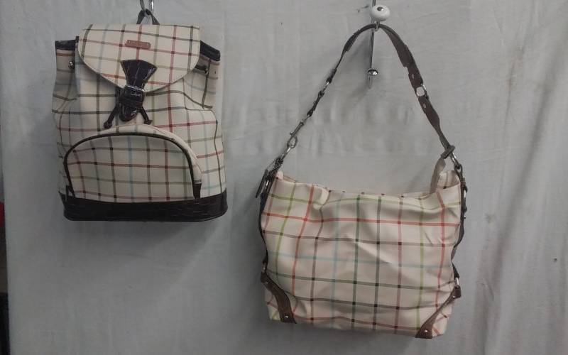 lot 25 image: Tattersall Plaid Back Pack & Hand Bag