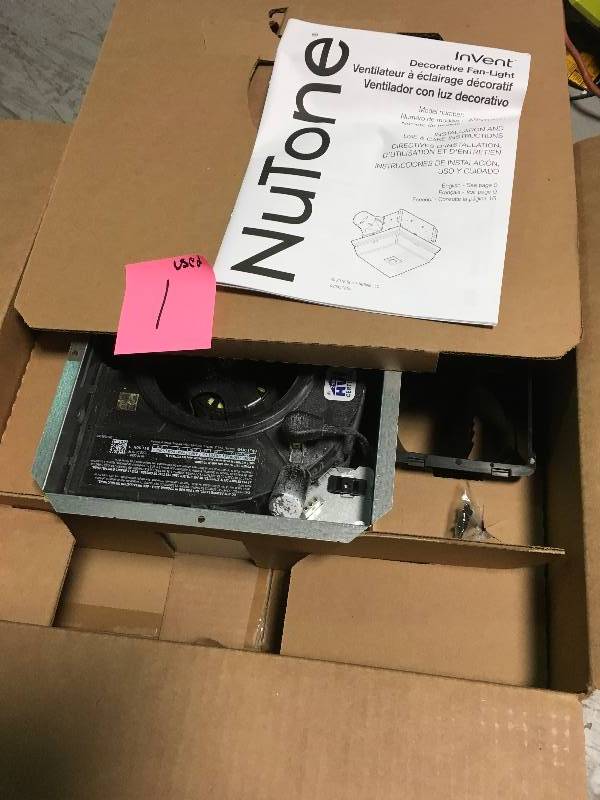 Nutone  InVent Decorative Polished Steel Finish 70 CFM Ceiling Installation Bathroom Exhaust Fan with Light in good condition