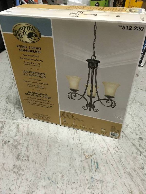 Hampton Bay Essex 3 Light Chandelier new