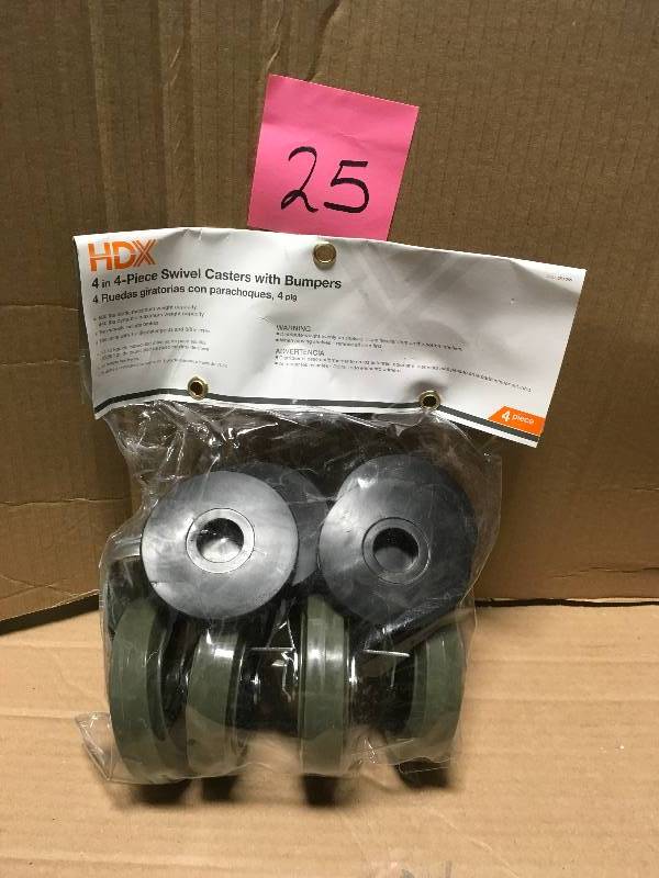 HDX 4 in 4 PC Swivel Casters with Bumpers in good condition