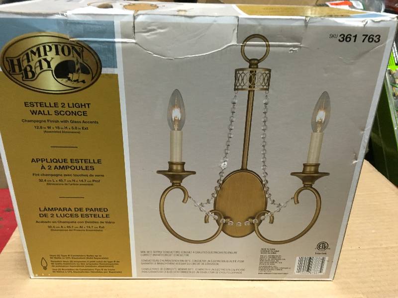 Hampton Bay Estelle 2 Light Wall Sconce not used