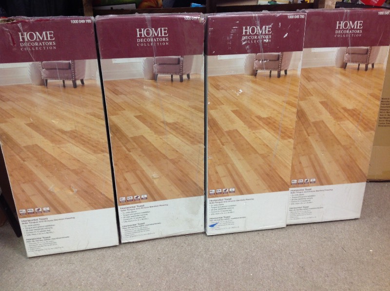 Lot of 4 boxes Home Decorators Collection Horizontal Toast 58 in. T x 5 in. W x 38.59 in. L Solid Bamboo Flooring(24.12 sq. ft.  case) not used