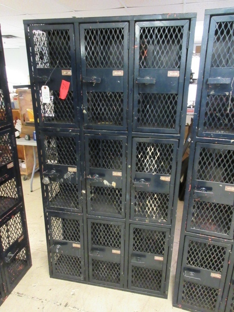 lot 108 image: 3 BANK, CAGE STYLE, STEEL LOCKERS